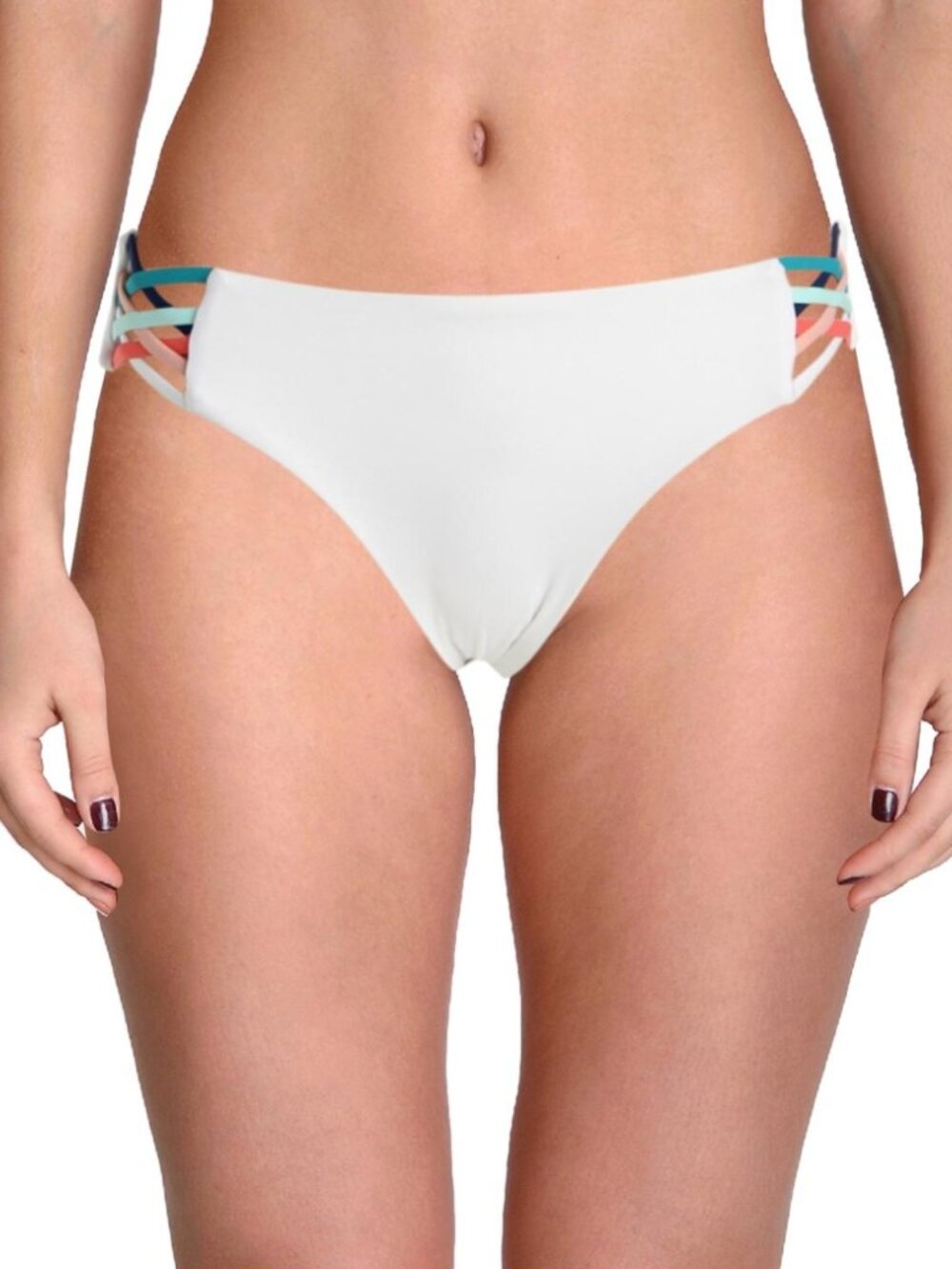 Red Carter Womens Strappy Bikini Swim Bottom Separates White Beach Size: M Nwt